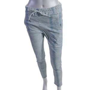 Flog Womens Cotton Abstract Print Drawstring Waist Mid-Rise Pants Blue Size 27